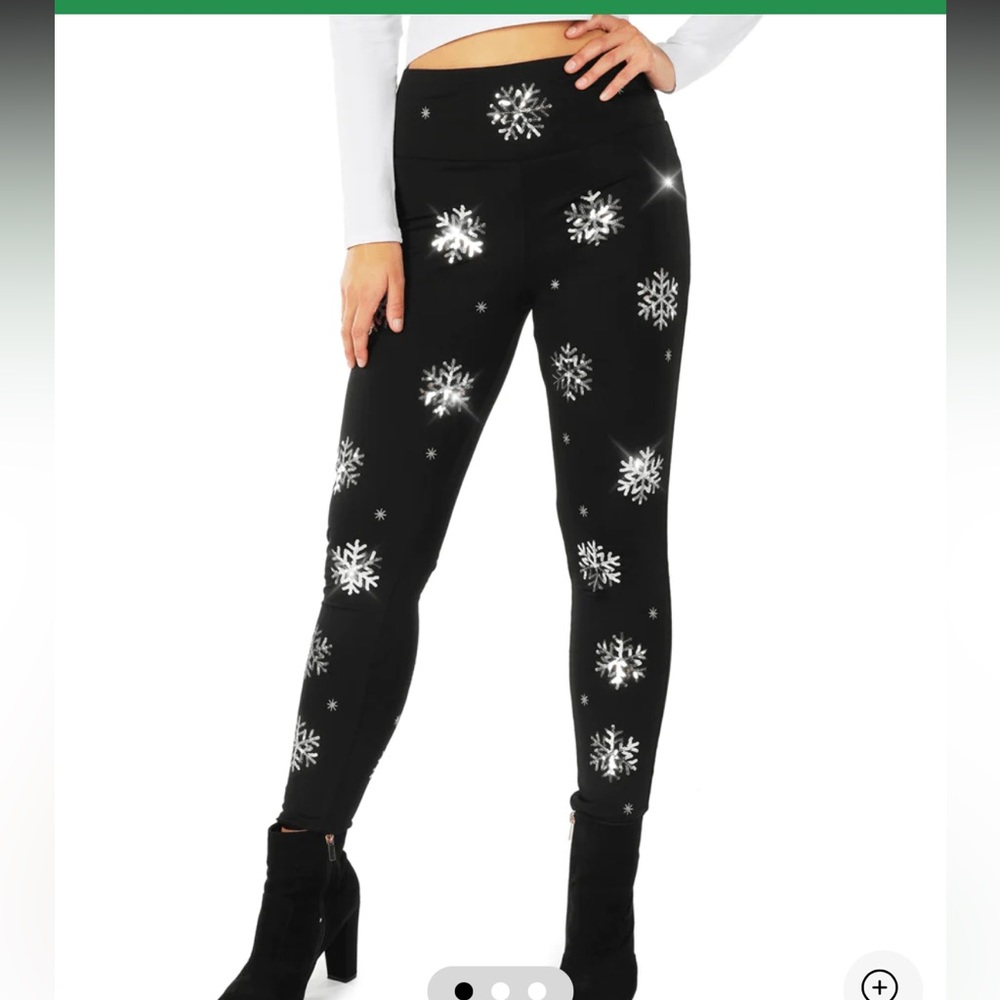TIPSY ELVES SEQUINED SNOWFLAKE HIGH
WAISTED LEGGINGS XXL NWT